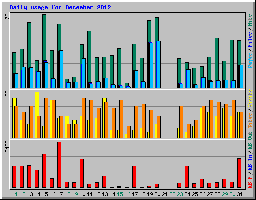 Daily usage for December 2012