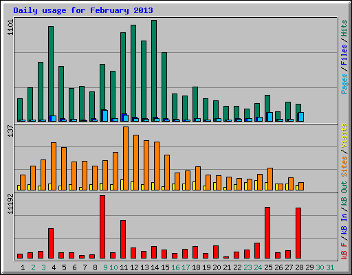 Daily usage for February 2013