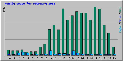 Hourly usage for February 2013